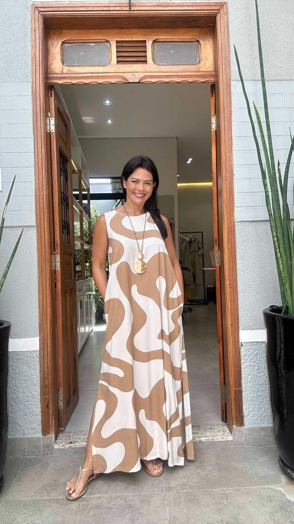 Vestido Waves Beige Ezildinha